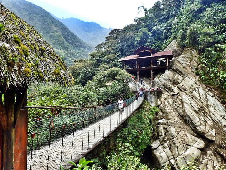 Bridge close to Cascada Pailon del Diablo (devil's cauldron waterfall), Ecuador