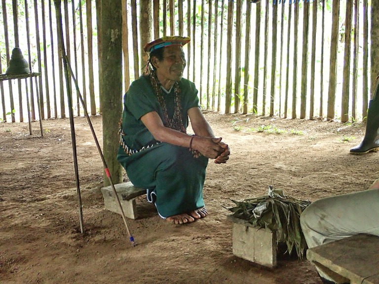 a Siona shaman, explaining his work